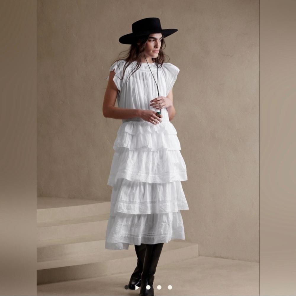 Banana republic Selene embroidered midi dress white